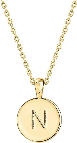 PAVOI 14K Rose Gold Plated Letter Necklace for Women Gold Initial Necklace for Girls
