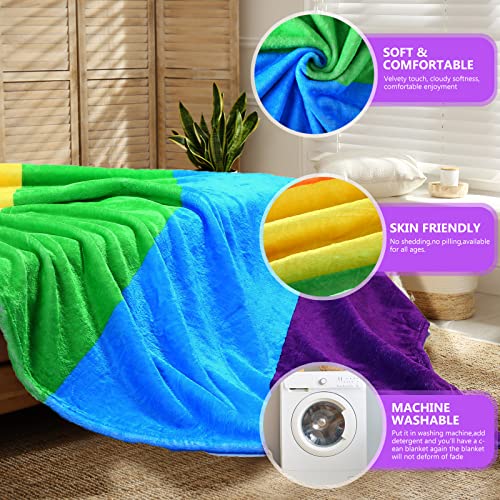 2 Pack Pride Rainbow Throw Blanket Lgbt Flannel Blanket Colorful Stripe Rainbow Soft Warm Blankets For Bed Couch Sofa, Lgbt Gifts For Teens Kids Adults #TOP1