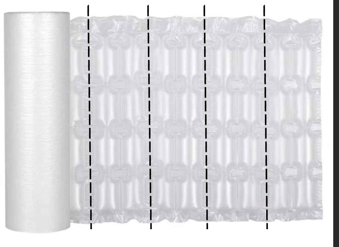 UNINFLATED – MACHINE REQUIRED | Air Cushion Film Rolls for Inflator Machine – Bubble Wrap Alternative Void Fill Protection. (4 Tube 2 Line 40cm x 15cm 300m, Tube Roll)