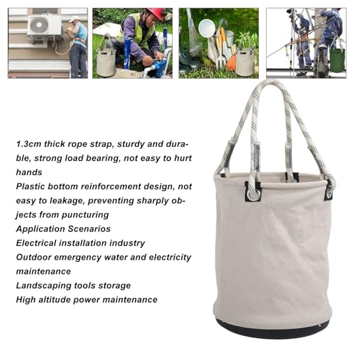 Canvas Tool Bucket Heavy Duty 30KG Load Capacity for Maintenance Work (White) - Image 4