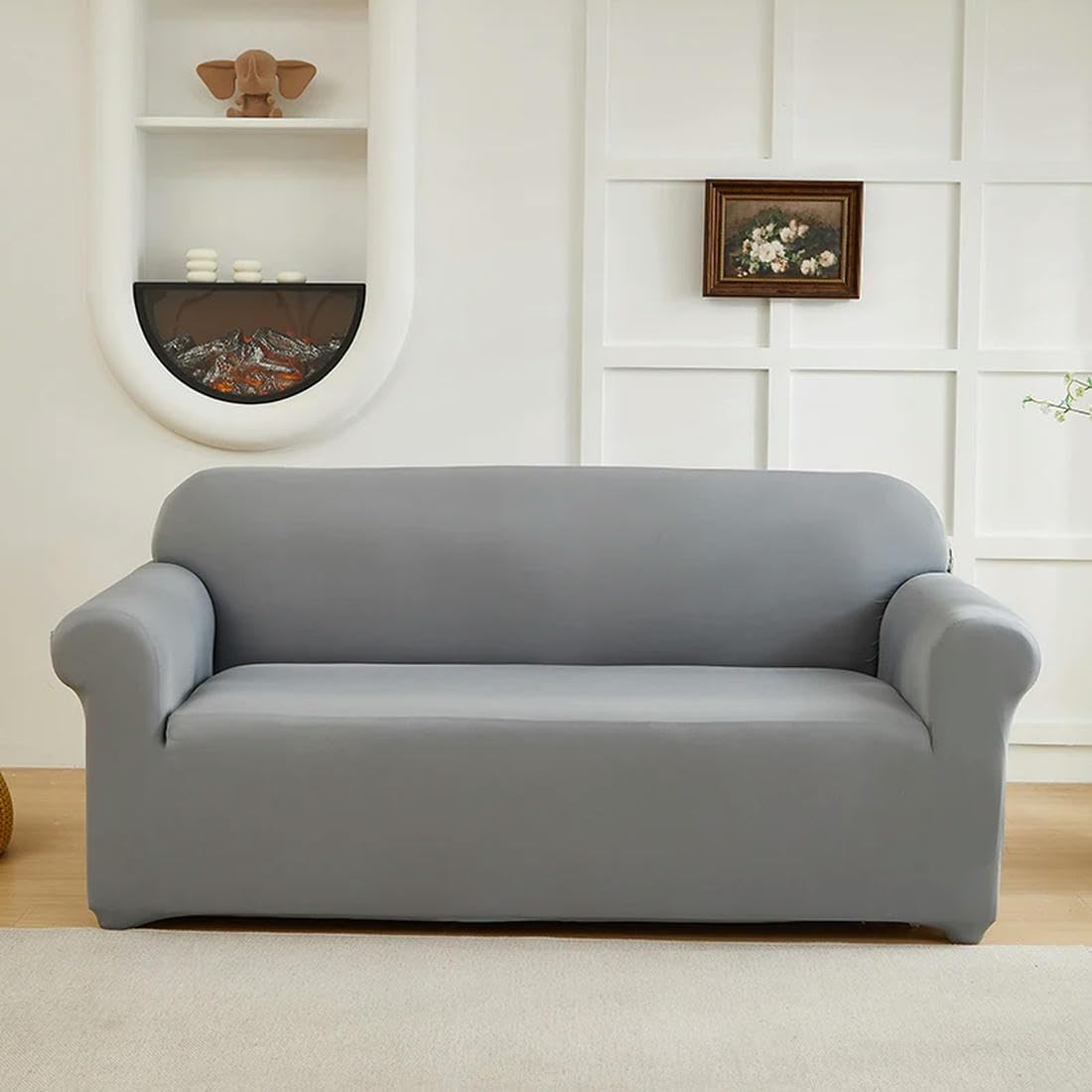 Jvfbjlf One Color Stretch Sofa Cover Soft Interior Decoration Living Room Furniture Protector Easy To Clean