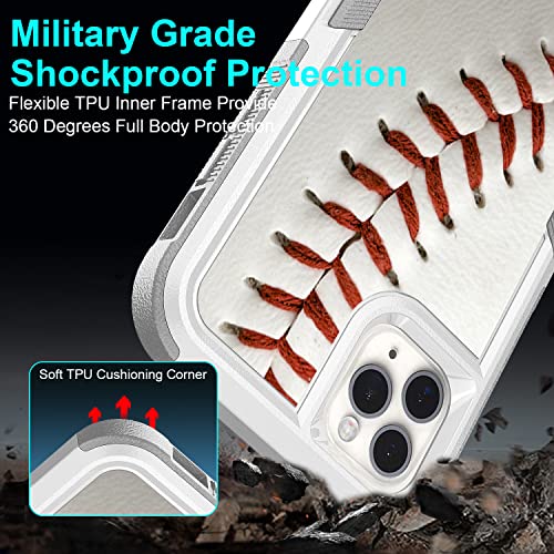 Candykisscase for iPhone 11 Pro Max, Baseball Sport White Pattern Shock-Absorption Hard PC and Inner Silicone Hybrid Dual Layer Armor Defender Case for Apple iPhone 11 Pro Max - image 5
