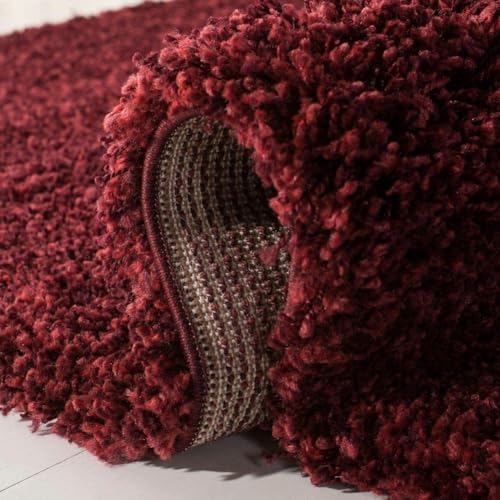 Image of Solid Fluffy Rugs and Carpet for Hall and Drawing Room 5x5 Round Maroon Color