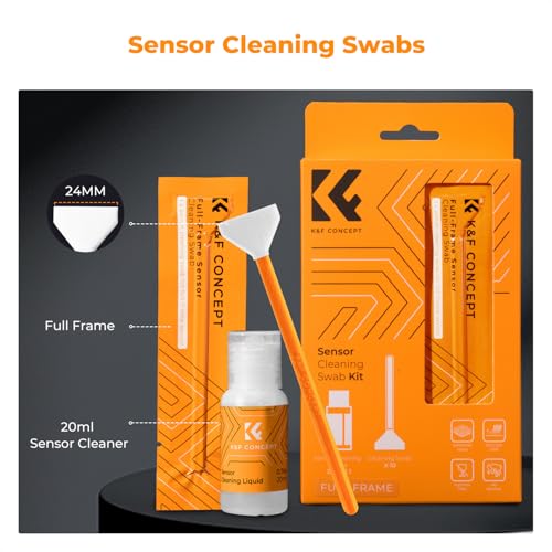 Image of K&F CONCEPT 24mm Full Frame Sensor Cleaning Kit, with 20ML Sensor Cleaner | 10 Pack Swabs, Vacuum Sealed,20ml Gentle Cleaner, Multi-Device Use, Precision Cleaning,for Nikon Sony Canon Camera Clean,MA01