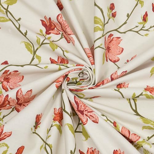 Image of LINENWALAS Decorative Printed Cotton Semi Sheer Curtains 6.5 Feet Long Set of 2 Panel, Rod Pocket Hanging, Floral Printed Long Door Curtains for Living Room, Home Decor (L-6.5xW-4.5 Feet, Amer Bel)