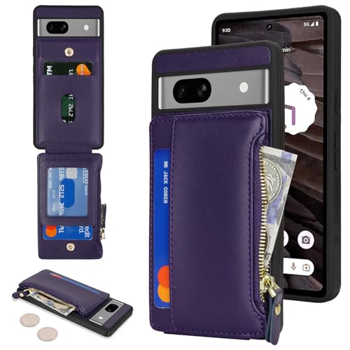 Image of Cavor for Google Pixel 7a Case Wallet with Card Holder, Purple