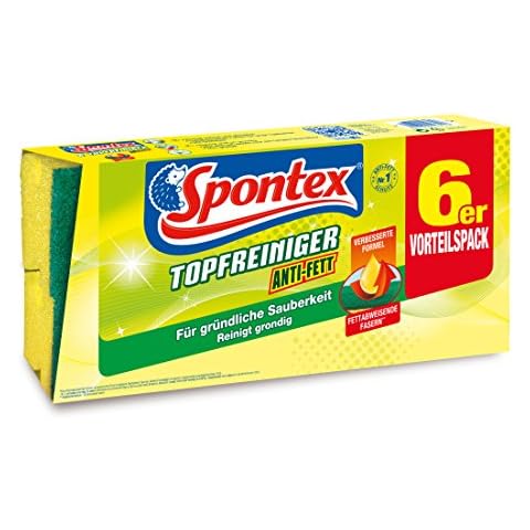 Spontex Topfreiniger Schwamm Anti-Fett 6er Pack, Reinigungsschwamm mit hoher Fettlösekraft, mit Griffleiste, gegen hartnäckige Verschmutzungen, 1 x 6er Pack Cover