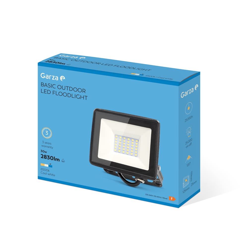 Garza - PACK 4 Focos de exterior LED, 30W, 2830 lumenes, Luz fría 6500K, Proyector LED Impermeable (IP65) para Casa, Jardín, Garaje, Patio
