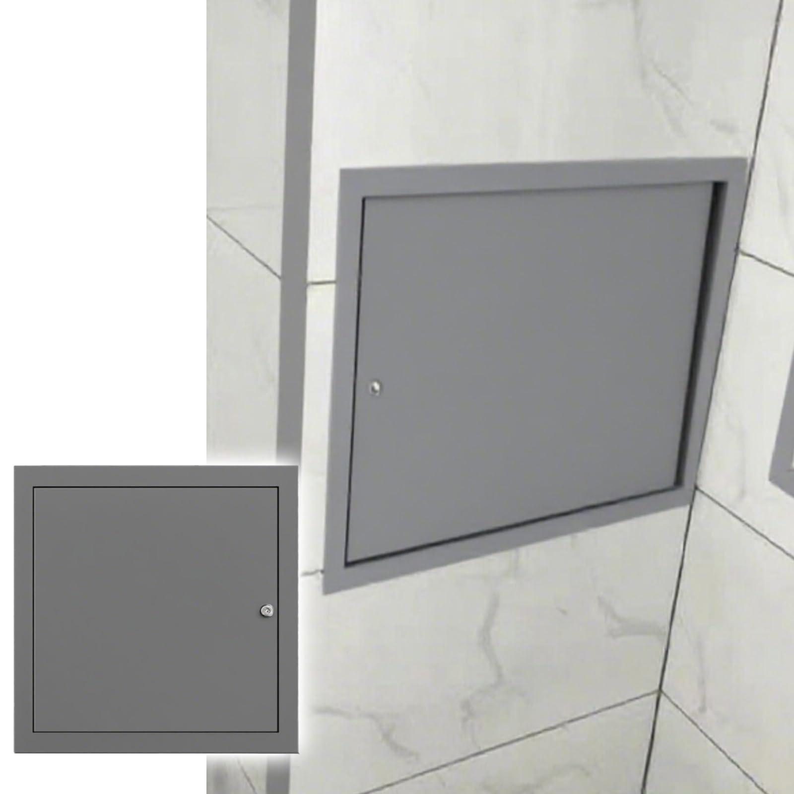 Lockable Inspection Hatch - Gray Aluminum Alloy Access Panel for Electrical and Plumbing - 16x16 & 18x18 Inches - 1pcs(600x600mm)
