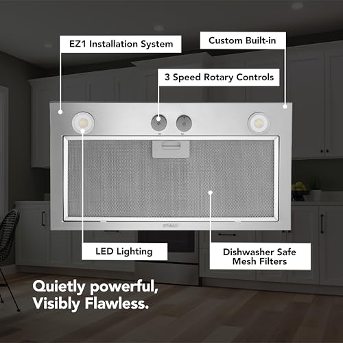 Image of Broan- NuTone PM400SS Custom Cabinet Built-in 3-Speed Power Pack Insert with LED Lighting and 450 Max Blower CFM, 21-Inch, Stainless Steel