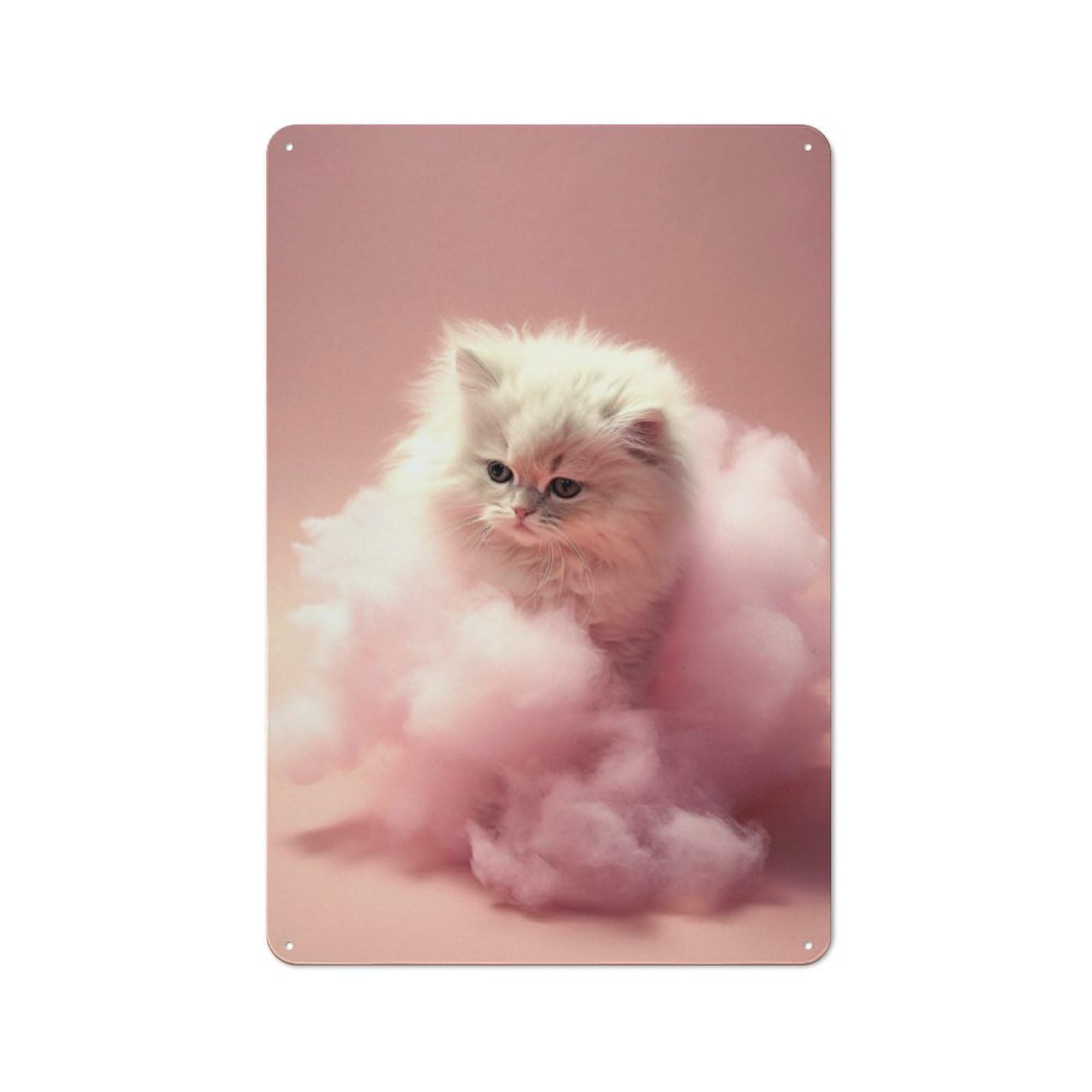 Junmoney Candyfloss Kitten 30X20cm Retro Tin Wall Plaque With For Pub Or Café, A Winter Wall Decor Update For Café Interior Fans