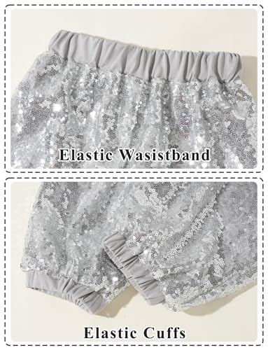 SEAUR Kinder Tanzhose Pailletten Hip Hop Hose Mädchen Jungen Party Tanz Streetwear Glitzer Jogginghose Elastischer Bund - 140(EU 134-140)