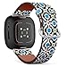 CJBROES Replacement Leather Watch Band, Compatible with Fitbit Versa 3 and Fitbit Sense of Wristband Bracelet Accessory - Pattern Design