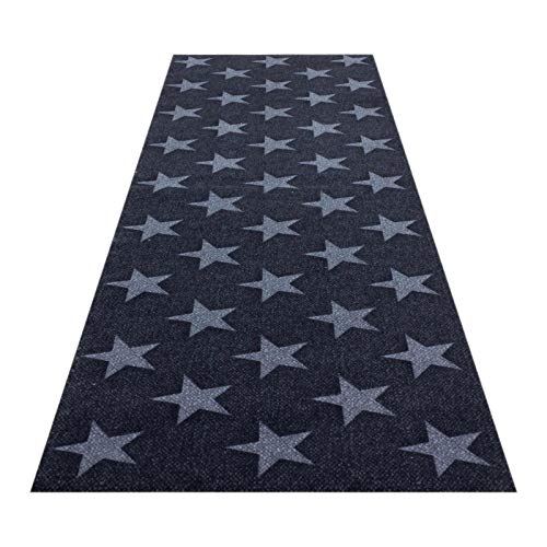 HOMEFACTO:RI Küchenläufer Küchenteppich Teppichläufer Brücke Sterne Stars | waschbar, Größe:ca. 45 x 145 cm, Designs:Sterne | schwarz grau Cover