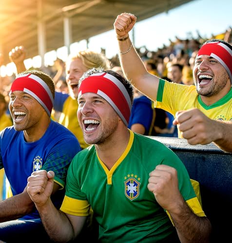 Image of LC-dolida England Flag Bluetooth Sports Headband, Wireless Sweatproof Headband Headphones for Soccer Fans, Soft Washable Music Headband for Game Day Outdoor Sports Travel Running