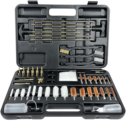 Gun Cleaning Kit for Rifle Gun Cleaning Supplies with Brass Rods Nylon Brushes Brass Jags Clean Tools Set for Men