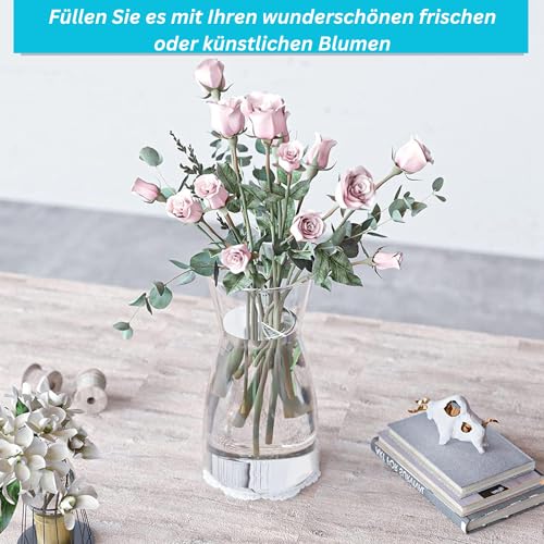 Vzmiza Clear Glass Vase, Premium Quality for Flower with Non-Slip Pad, White Transparent Color Rustic Home Decor, Decorative Modern Farmhouse, Ideal Shelf, Mantle, Table & Entryway Decor, Transparent - Cosy Home Interiors Vzmiza Clear Glass Vase, Premium Quality for Flower with Non-Slip Pad, White Transparent Color Rustic Home Decor, Decorative Modern Farmhouse, Ideal Shelf, Mantle, Table & Entryway Decor, Transparent - Image 4