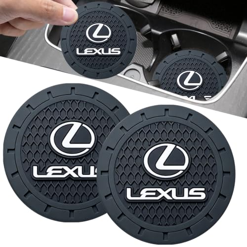 Image of YUIQIEUY Car Cup Holder Coaster for Lexus Recessed Silicone Cupholder Coaster Interior Accessories 2.75in 2Pack Black