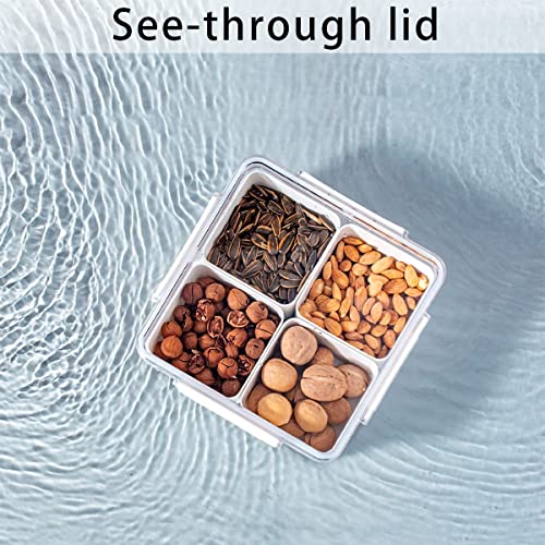 Minesign Divided Serving Tray With Lid For Veggie Portion Control Container Salad Keeper With 4 Removable Boxes Stackable Refrigerator Organizer Bins Food Storage Organizer Produce Saver For Meal Prep #TOP4