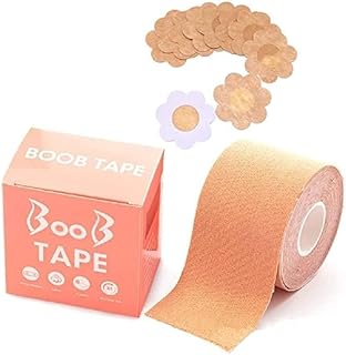 ctn enterprise Boob Tape Kit - Instant Boob Tape with 10 Nipple Pasties for Fashion with 36 Strips Double Sided Tape for Clothes &1 Pair Reusable Nipple Cover for Women Beige-picture-17