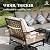 HERA'S HOUSE 4 Pieces Patio Furniture Set with Fire Pit Table, 2 x Swivel Cushioned Chair, 3-Seat Sofa with 46" Wood Like Fire Pit Table, Outdoor Conversation Set for Garden, Poolside, Backyard
