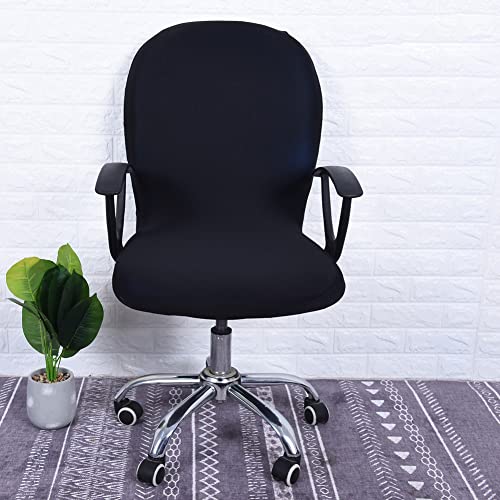 Housse de chaise extensible pivotante avec dossier, housse de chaise rotative de bureau, housse de fauteuil d'ordinateur, housse de chaise élastique souple amovible Cover