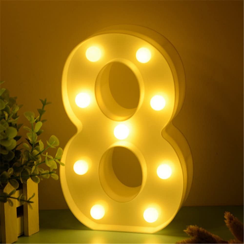 Balloonistics LED Marquee Number Light Sign Birthday Family Wedding Decor Walls Hanging (Number 8)