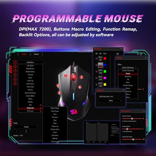 Image of Redragon S101 Wired Gaming Keyboard and Mouse Combo RGB Backlit Gaming Keyboard with Multimedia Keys Wrist Rest and Red Backlit Gaming Mouse 3200 DPI for Windows PC Gamers (White)