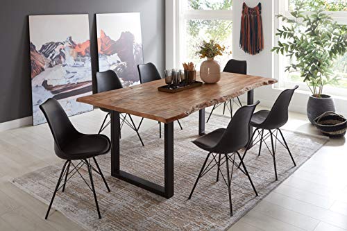 SAM Esstisch 220 x 100 cm Norina by Wolf Möbel, Mangoholz massiv, lackiert & naturfarben, Baumkantentisch mit U… – Bild 3