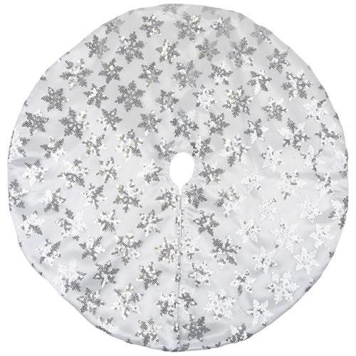 Sequin Snowflake Mini Christmas Tree Skirt - Silver - 20