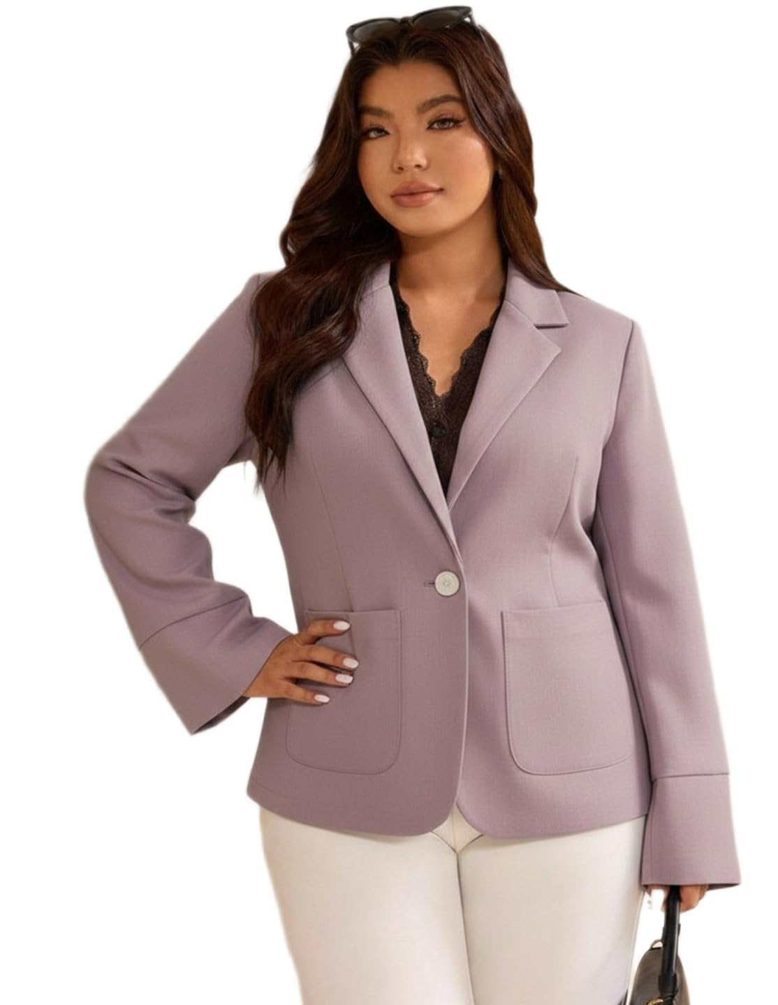 the classic togs Women Plus Size Lavender Blazer Jacket 2XL 3XL 4XL 5XL Casual Formal Office Work Coat-picture-12