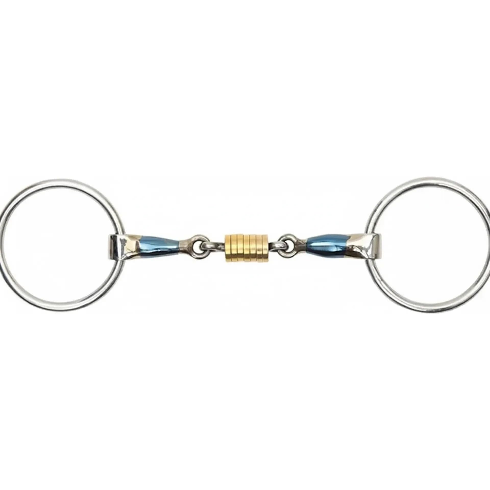 Shires Blue Sweet Iron Loose Ring with Roller Link-Stainless Steel/Blue 5"
