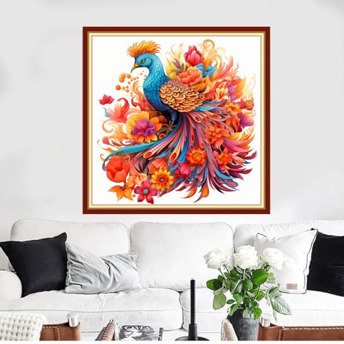 Image of Funxvoot Stamped Cross Stitch Kits Beginners Full Range of Embroidery Kits for Adults 11CT Embroidery Patterns Needlepoint Kits Printed Cross Stitch Kits - (Colorful Phoenix 18x18 inchs)