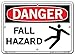 Vestil SI-D-63-A-AL-063 FALL HAZARD Danger Sign, Aluminum, 0.063" Overall Size, 10.5" W x 7.5" H