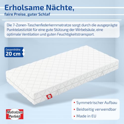 Matratzen Perfekt Köln 7-Zonen Taschenfederkernmatratze 90x200 cm H5 – Ansicht 6