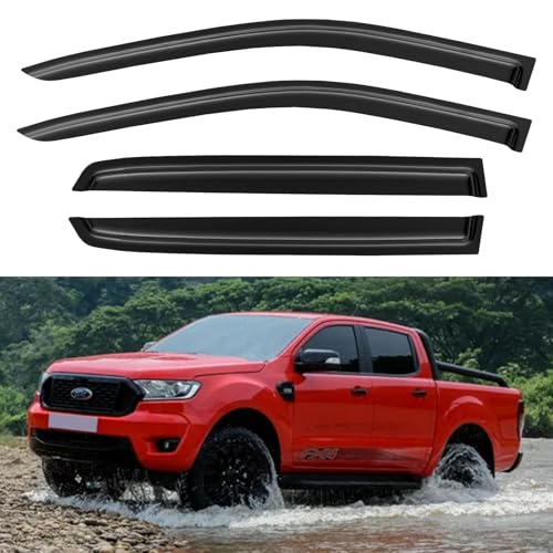 Window Visors Rain Guards for 2019 2020 2021 2022 2023 Ford Ranger Supercrew, Out-Channel Window Vent Wind Deflectors Visors Shades for 19-23 Ranger, for Full-Size Cabs