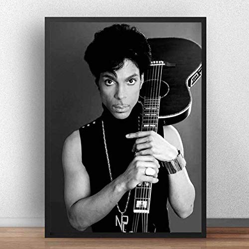 Impressions Sur Toile Posters ,Prince Rogers Nelson Affiche Noir Blanc Rock Musique Chanteur Étoile Art Toile Peinture Mur Photos Pour Salon Décor À La Maison ,50X70Cm Sans Cadre Art Murale,Ph-9 Cover