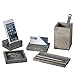Vintage Gray Wood 5-Piece Desk Set with Pen Tray, Pencil Cup, Memo Pad & Card Holders, Phone Stand