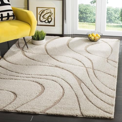 Image of Carpet for Hallway, Kitchen, and Modern InteriorsCarpetCozy Shag Runner for Living Room, Bedroom & Office Decor ETC Size 5x7 feet, Patten-Solid Ivory-0 Cut
