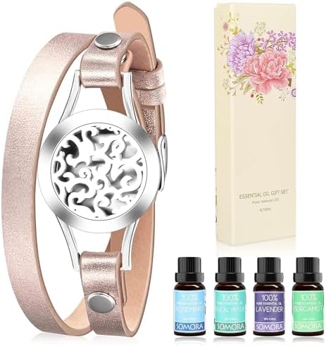 SOMORA Unique Gifts for Women - Xmas Gifts Birthday Gifts for Women, Mom, Best Friend, Sister, Wife, Mothers Day Mom Gifts, Aromatherapy Essential Oil Diffuser Bracelet Gift Set, Silver