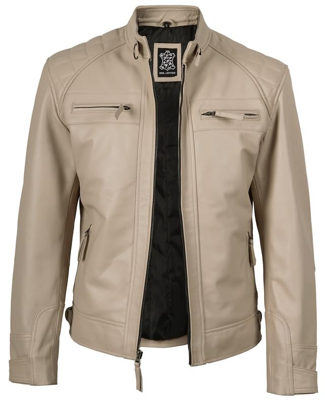 Image of Decrum Leather Jacket Men - Cafe Racer Style Real Lambskin Leather Jackets For Men