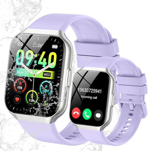 Reloj-Inteligente-Hombre-Mujer-196-Smartwatch-Deportivo-con-100-Deportes-Impermeable-IP68-Recibir-y-Contestar-Llamadas-sueno-y-pulsometro-podometro-Smartwatches-para-Android-iOS-Morado