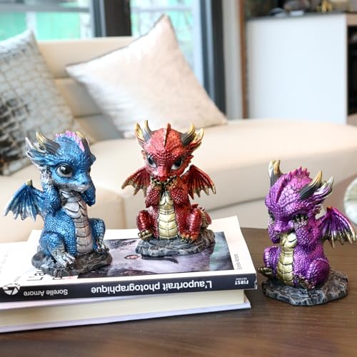 Set 3 Figuras Dragón en Resina Aura Mojo miniatura 3