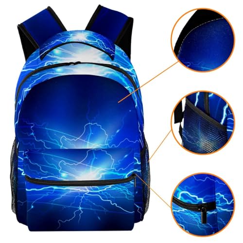 Sac à dos d'école bleu et multicolore 40cm pour ados - 3