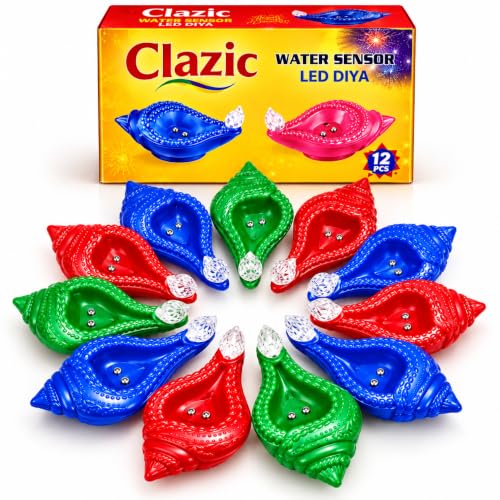 Best Navratri Home Decoration Items (2026) 73 Water Sensor LED Diya Set of 12 | Automatic Water Activated LED D...