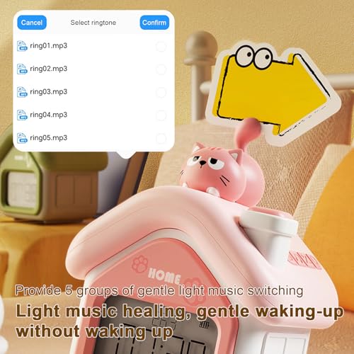 Reloj despertador digital para niñas con pantalla LED de alta visibilidad para dormitorio 8