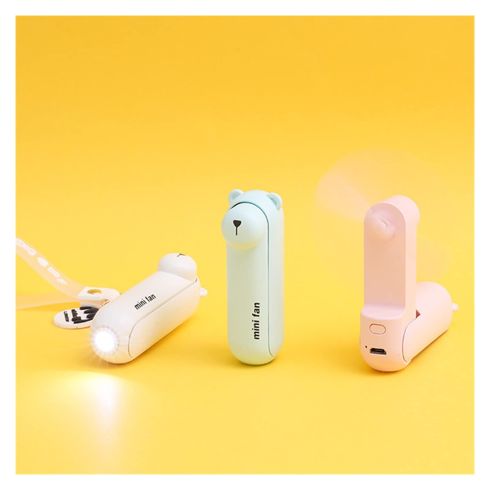 Mini ventilatore portatile USB, ventilatore elettrico portatile, ricaricabile, tascabile, con luce, per eventi, all'aperto, viaggi, uso personale, design compatto