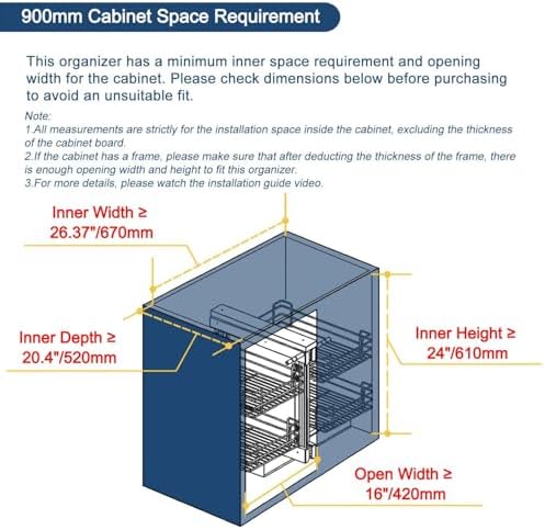 2-Tier Blind Corner Pull-Out Orga for 31"/35" Cabinets, Soft Close with 4 Baskets, Kitchen Shelf Storage Solution, Left & Right Open Compatible, 900mm (35in)