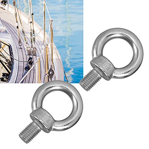 Image of M20 Stainless Steel Eye Bolt, 2Pcs Heavy Duty Lifting Ring Screws, Marine Grade 316 Shoulder Eye Bolts with Nuts, for Lifting Rigging Marine Hardware Pulley Bracket