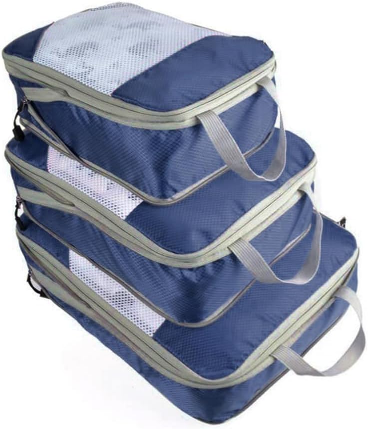SosimcotyCompression Packing Cubes, 3 Pieces L+M+S Expandable Storage Travel Bags Luggage Organisers- Purple